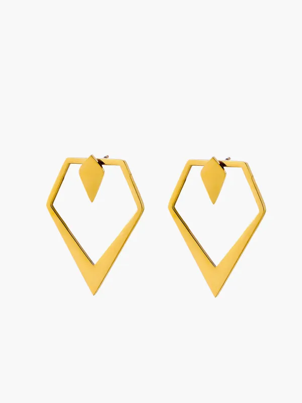 Geometric V-Shaped Gold Stud Earrings sold by COMMENSE