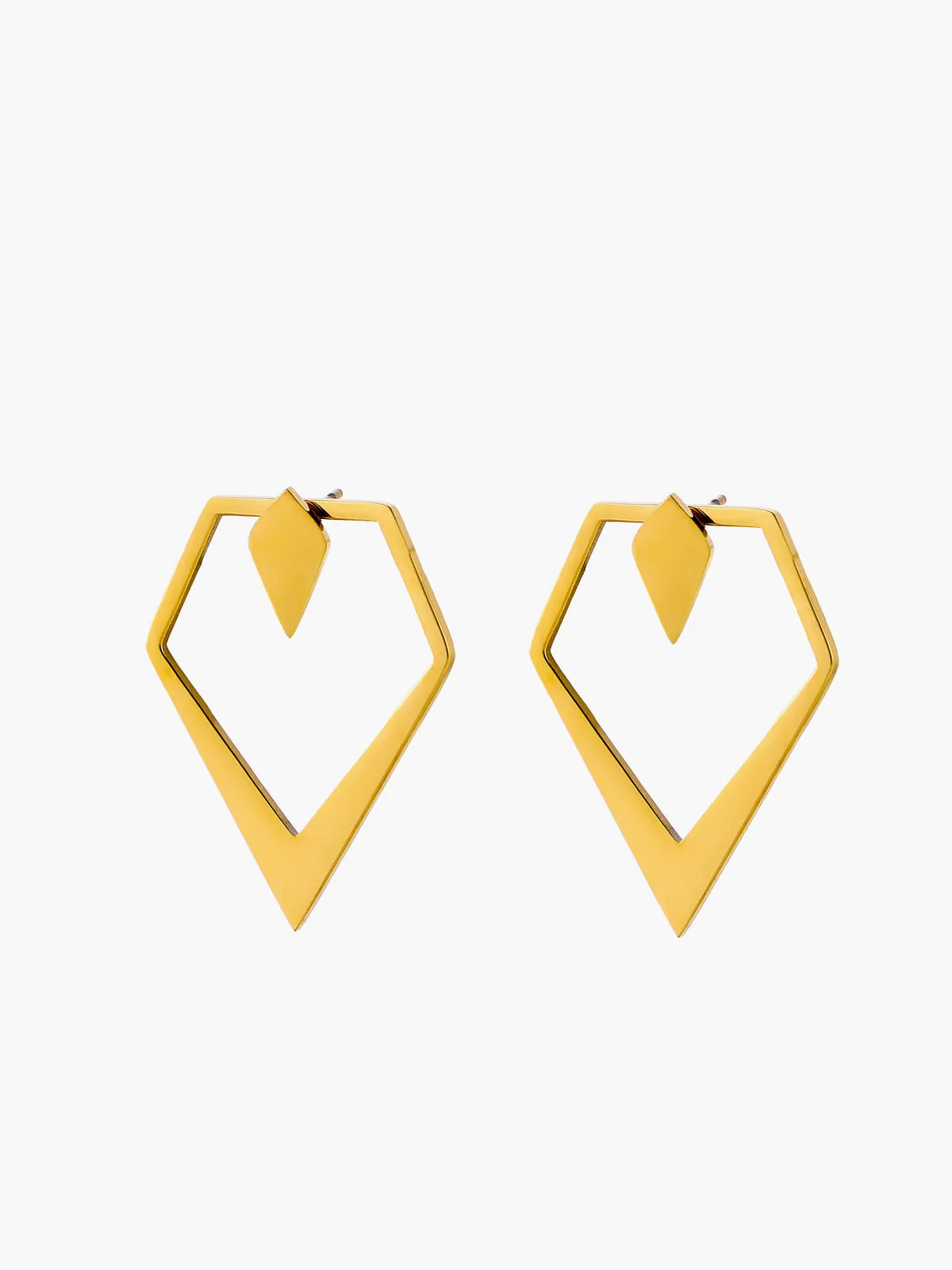 Geometric V-Shaped Gold Stud Earrings sold by COMMENSE
