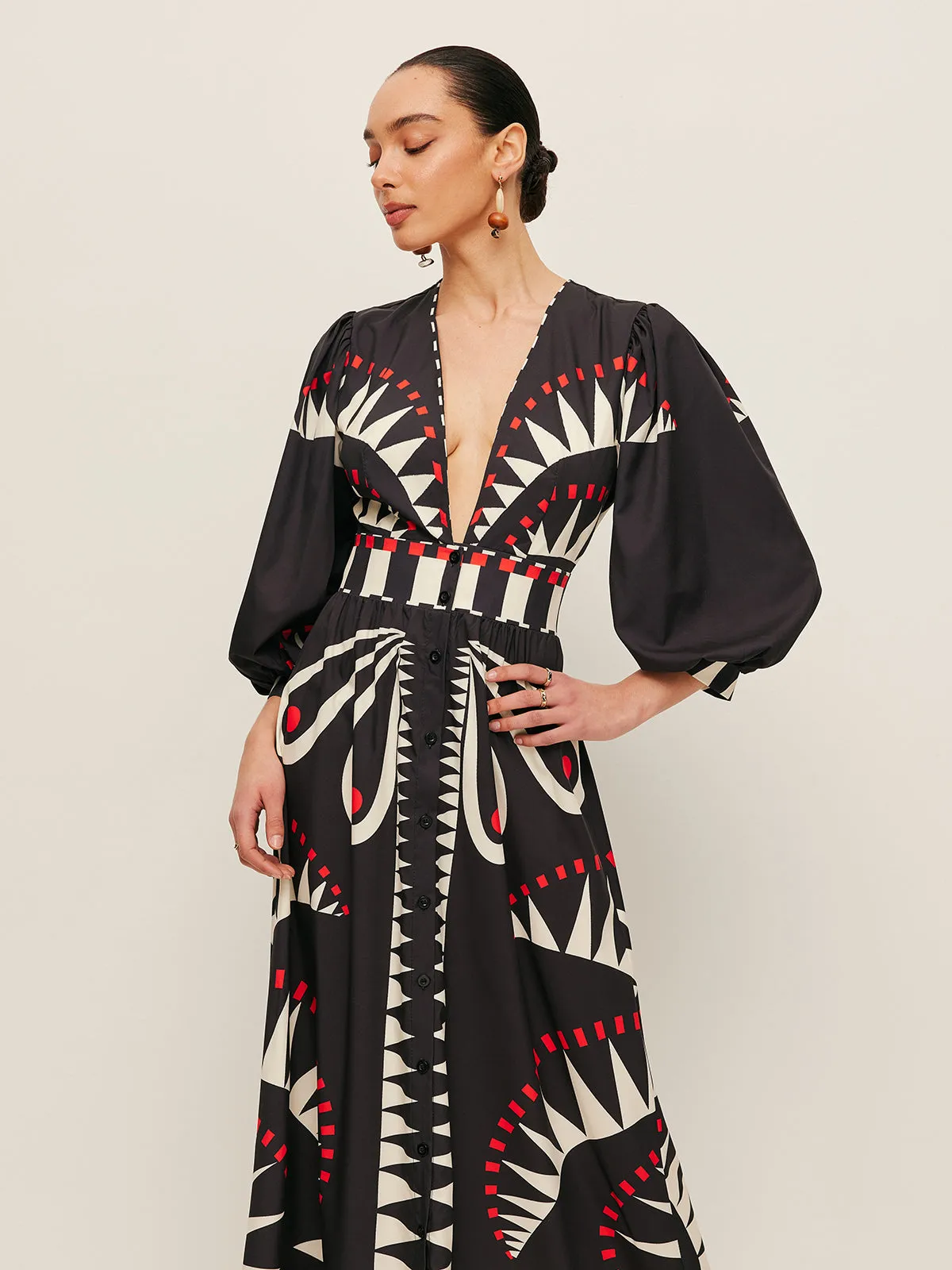 Boho Print V-Neck Split Dress sold by COMMENSE product image thumbnail 5