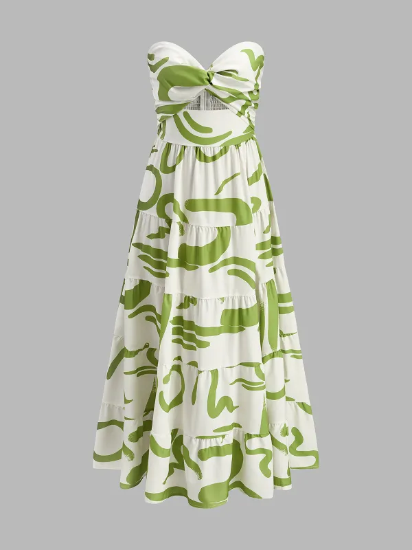 Twist Front Strapless Pleated Dress sold by COMMENSE