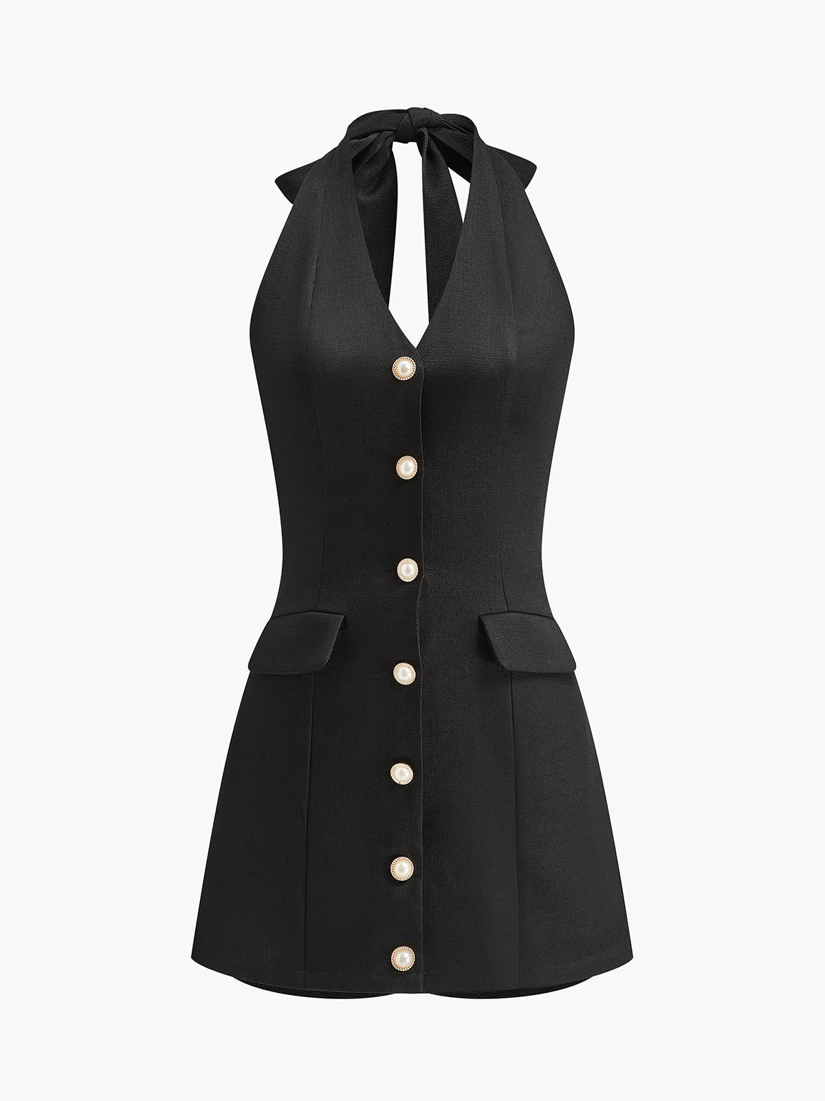 Button Front Halter Jumpsuit sold by COMMENSE