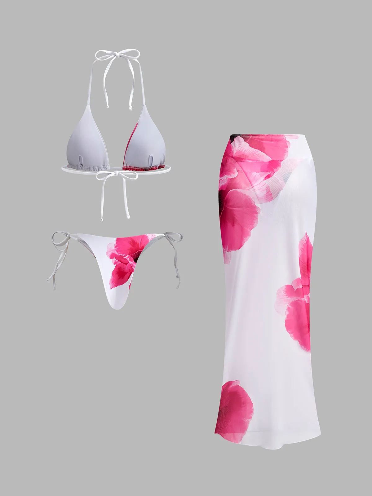 Floral Bikini Set With Semi-Sheer Skirt sold by COMMENSE product image thumbnail 4