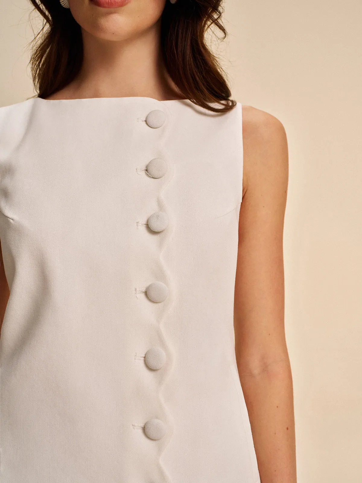 Button-Detail A-Line Dress sold by COMMENSE product image thumbnail 4
