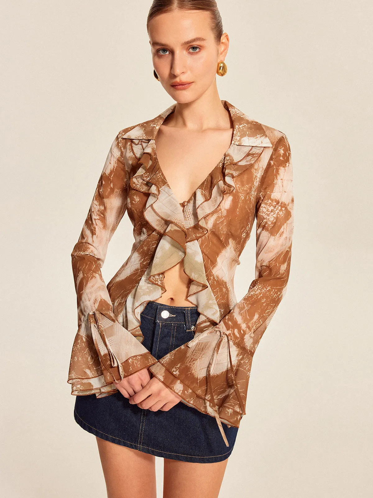 Ruffled Bell Sleeve Blouse sold by COMMENSE product image thumbnail 5