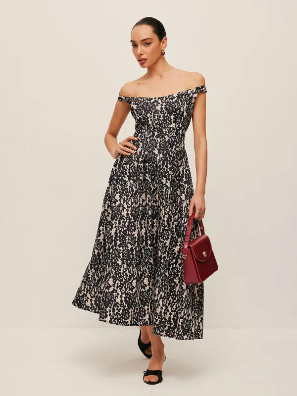 Off-Shoulder Floral Print Dress sold by COMMENSE