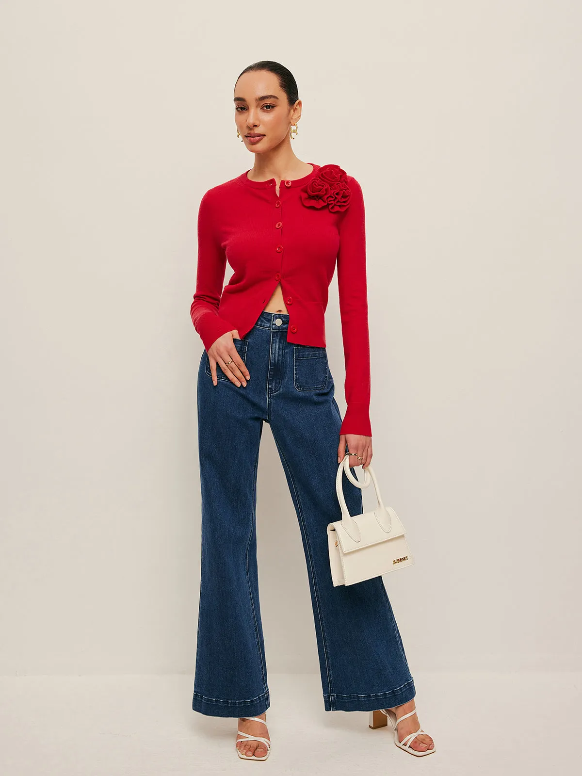 3D Floral Accent Cardigan sold by COMMENSE product image thumbnail 4