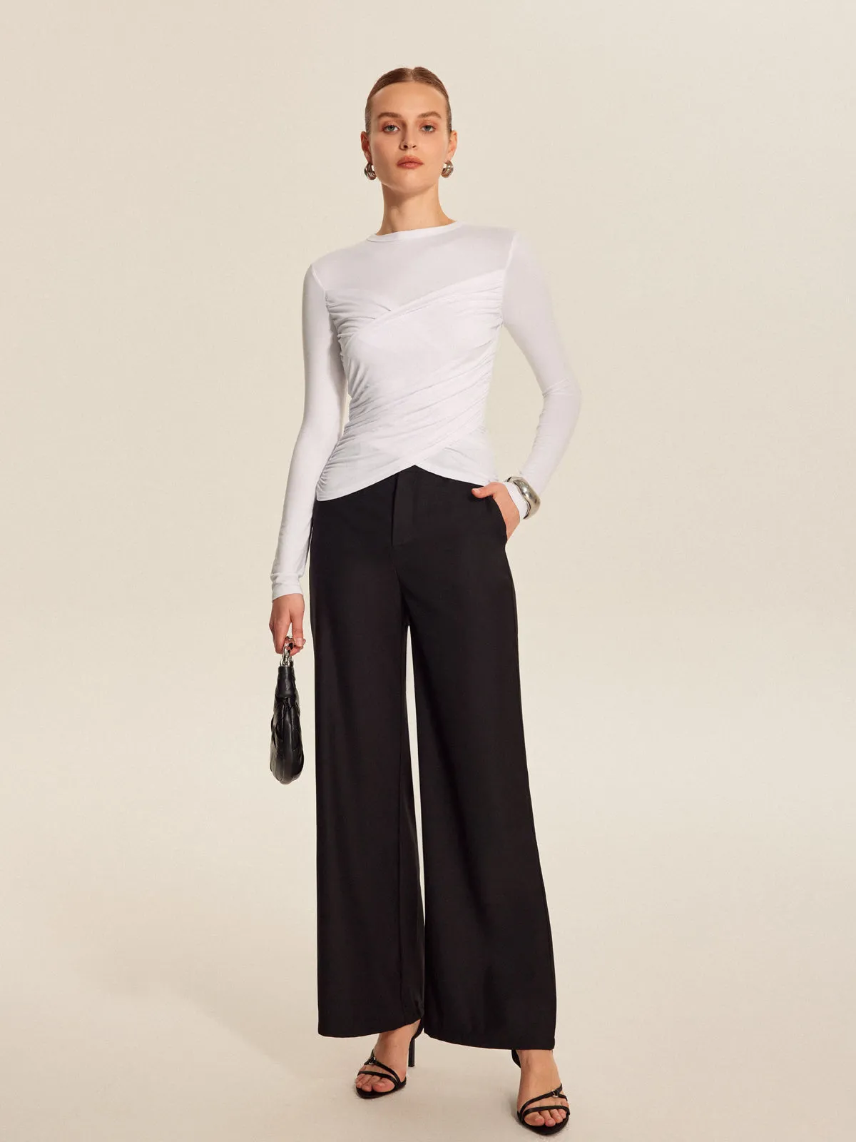 Twist-Front Long Sleeve Top sold by COMMENSE product image thumbnail 2