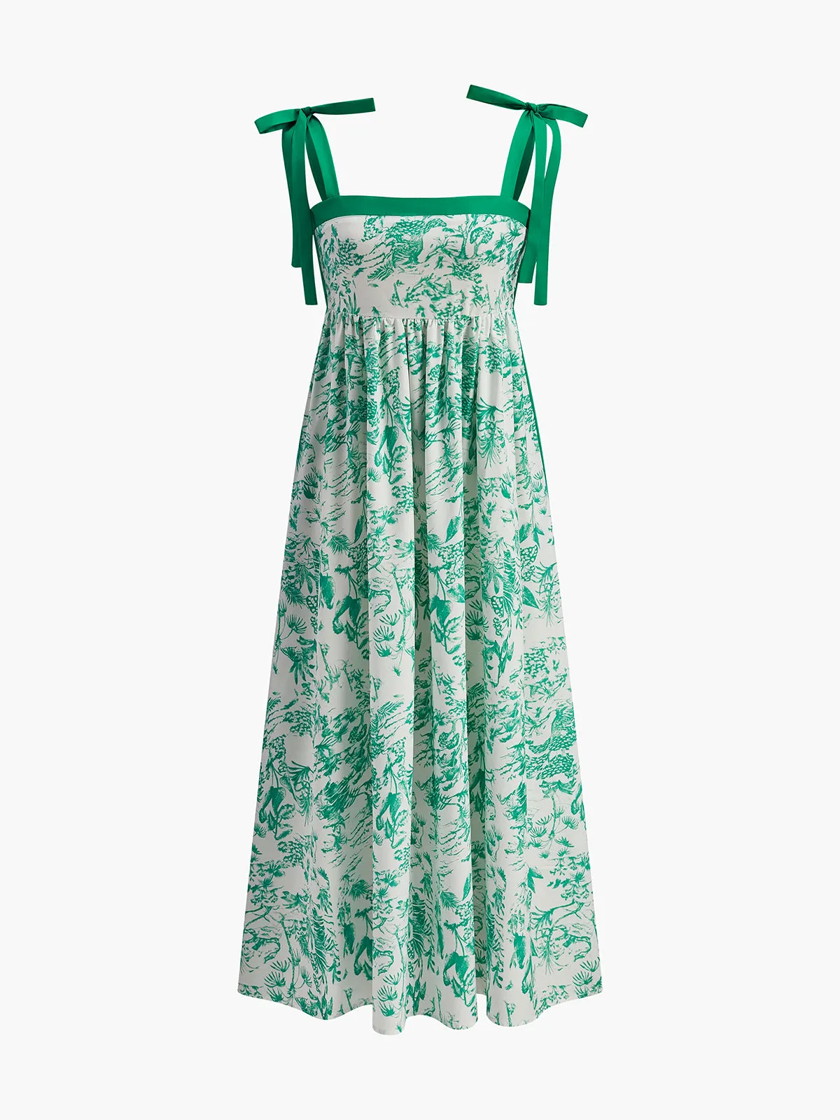Contrast Binding Tie-Strap Floral Dress sold by COMMENSE