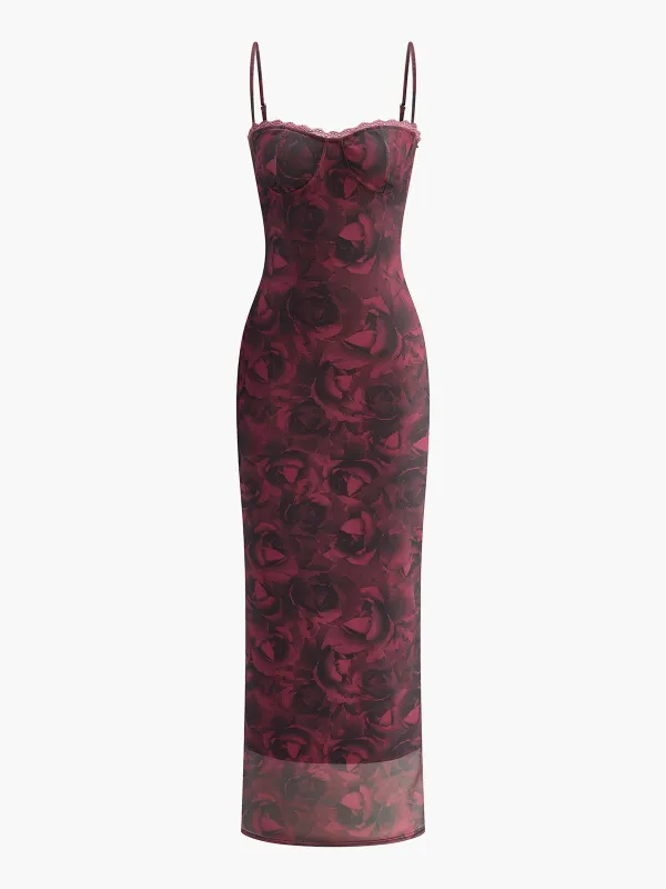 Floral Lace Slip Cami Dress sold by COMMENSE