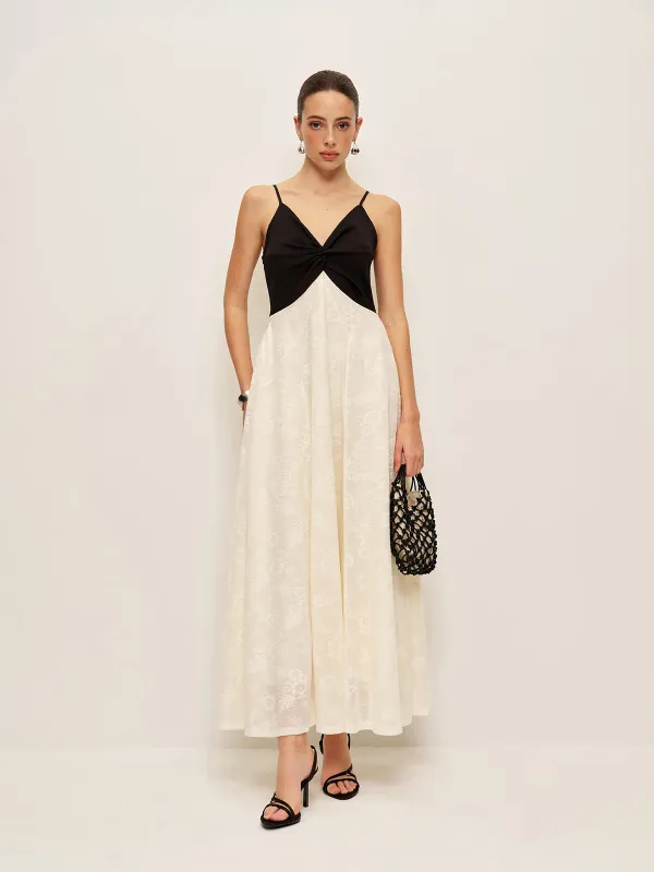 Two-Tone Twist-Front Cami Dress made by COMMENSE