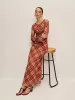 Plaid Tie-Front Long Sleeve Dress sold by COMMENSE