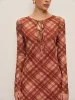 Plaid Tie-Front Long Sleeve Dress sold by COMMENSE