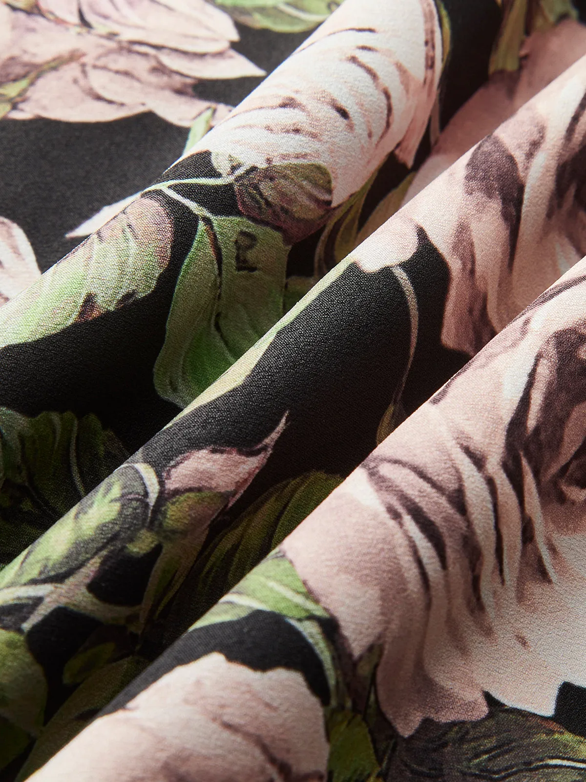 Floral Lace-Trim Tie-Back Dress sold by COMMENSE product image thumbnail 3