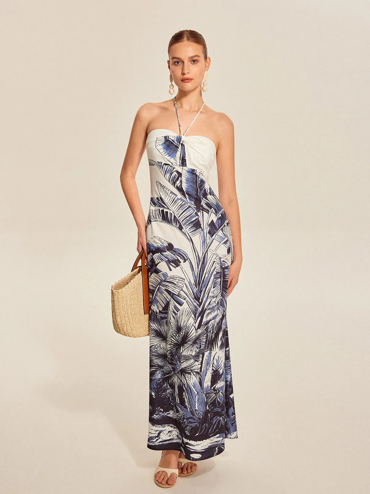 Print Tie Halter Strapless Dress sold by COMMENSE product image thumbnail 3