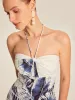 Print Tie Halter Strapless Dress sold by COMMENSE