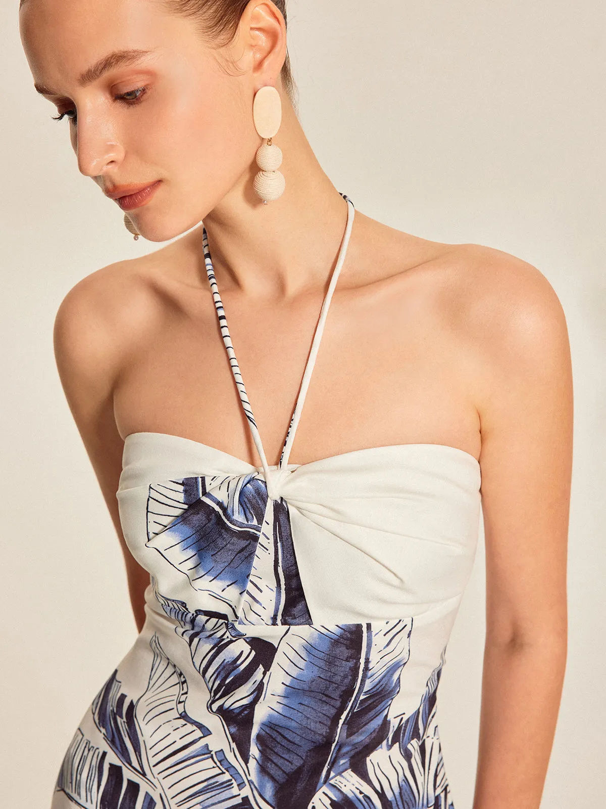 Print Tie Halter Strapless Dress sold by COMMENSE product image thumbnail 5