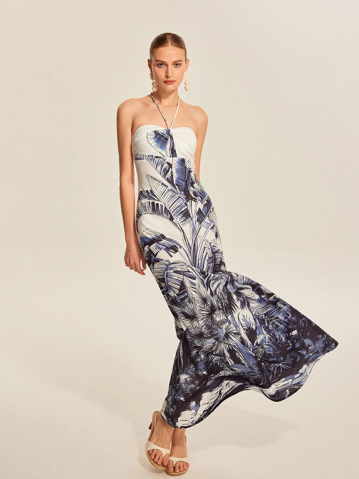 Print Tie Halter Strapless Dress sold by COMMENSE product image thumbnail 4