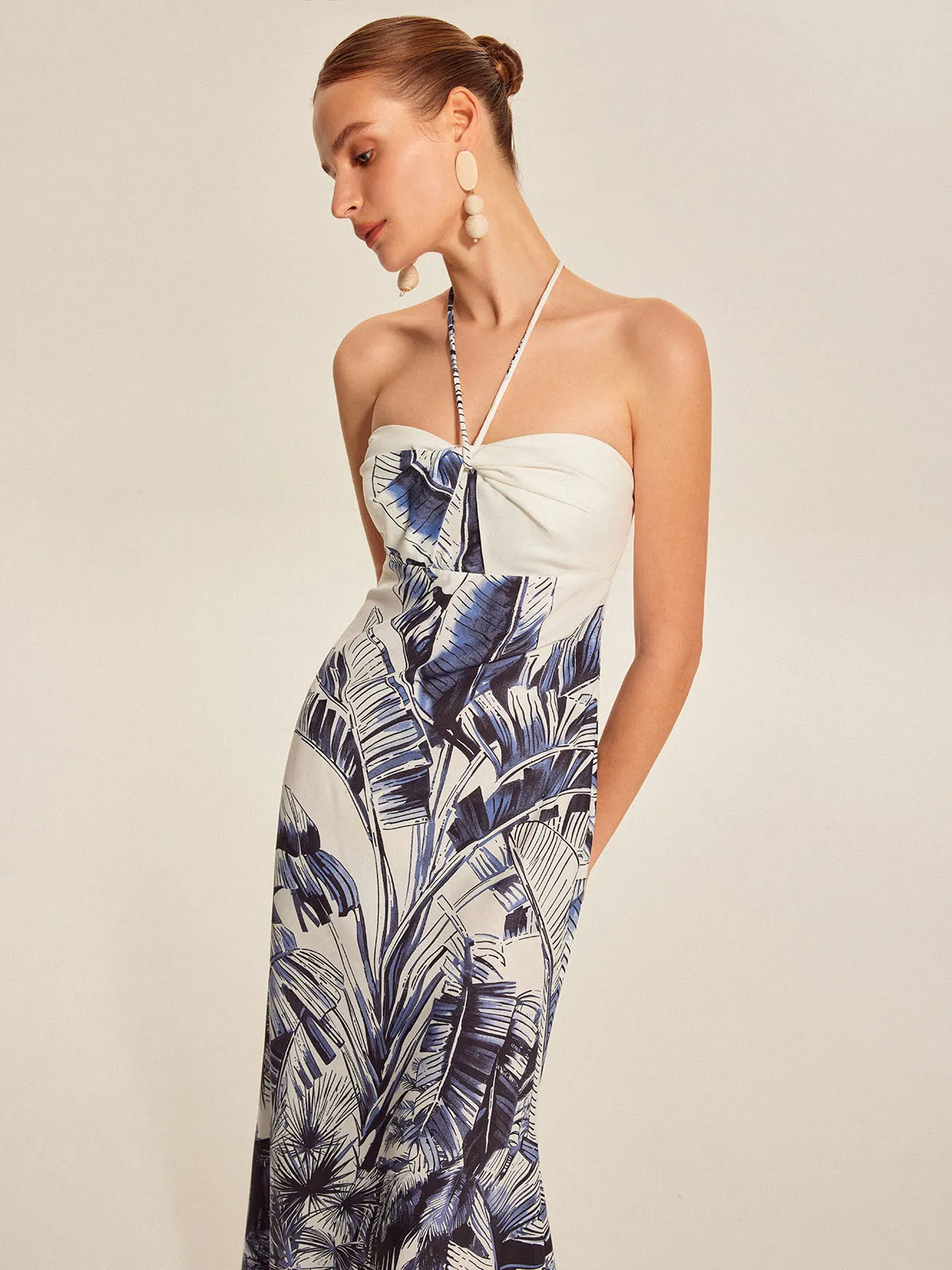 Print Tie Halter Strapless Dress sold by COMMENSE product image thumbnail 2