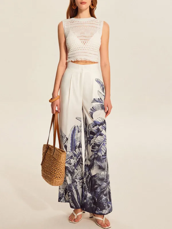 Boho Print Mid-Waist Wide-Leg Pants sold by COMMENSE