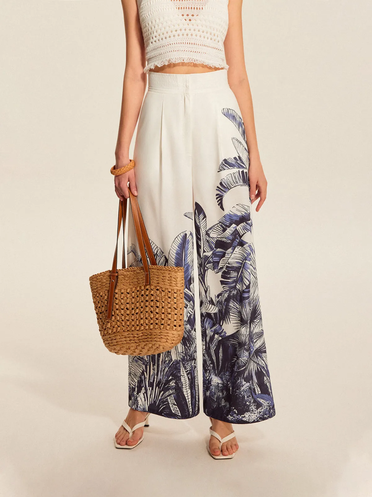 Boho Print Mid-Waist Wide-Leg Pants sold by COMMENSE product image thumbnail 2