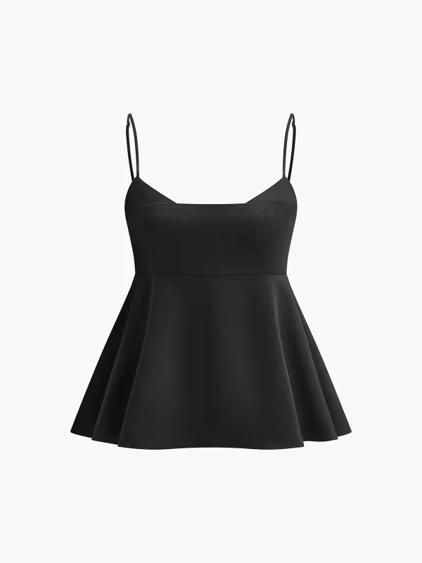 Spaghetti Strap Flared Cami Top sold by COMMENSE