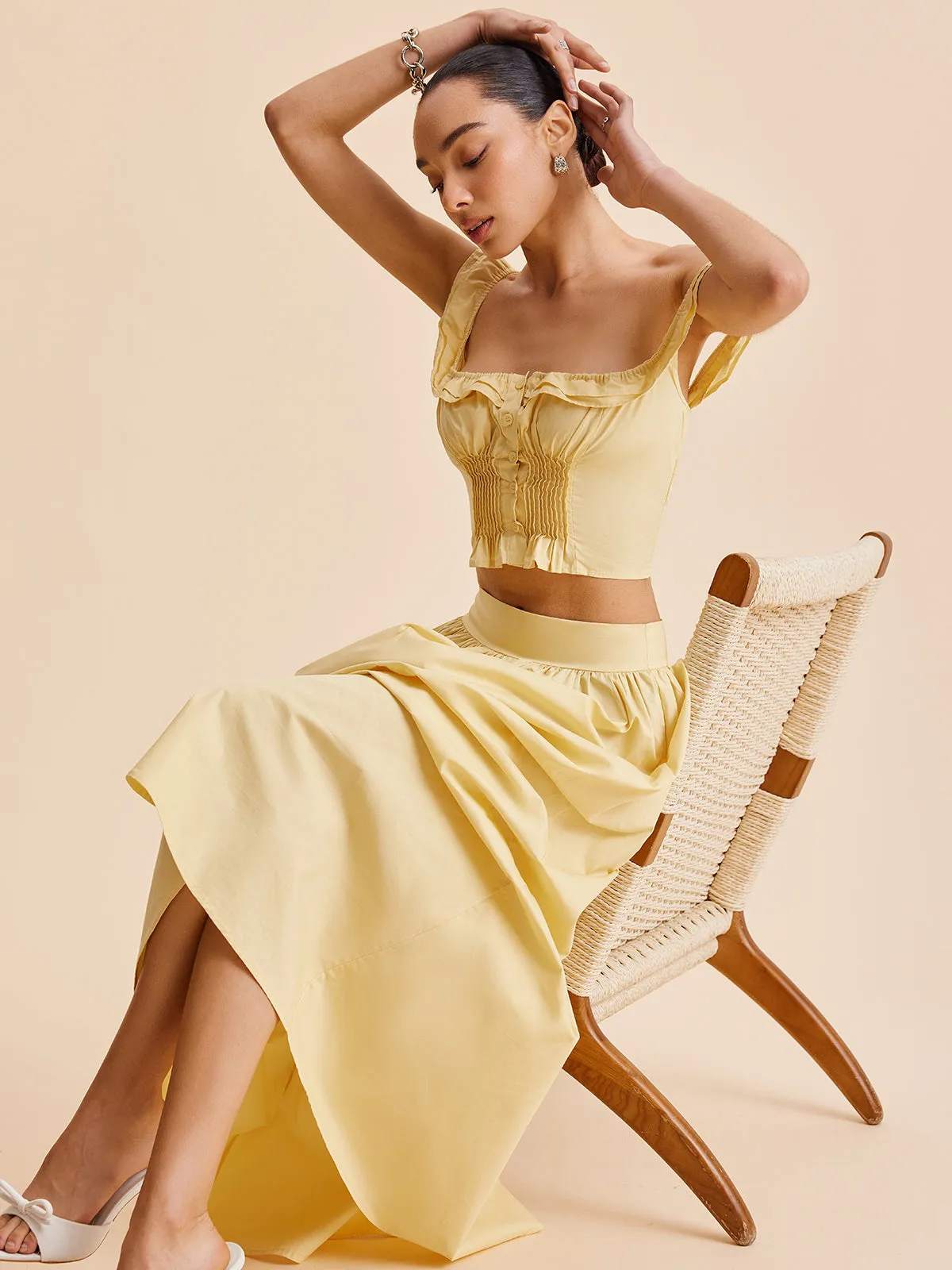 Ruffled Crop Top Skirt Set sold by COMMENSE product image thumbnail 2