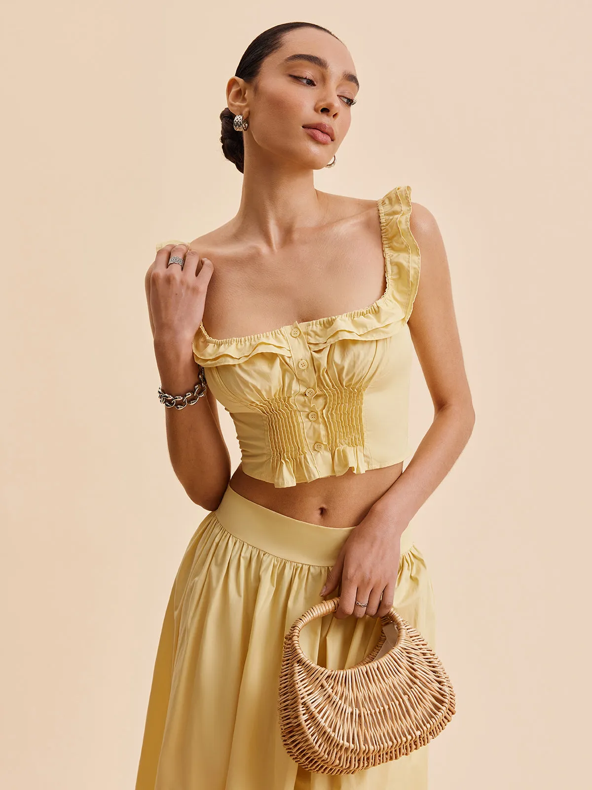 Ruffled Crop Top Skirt Set sold by COMMENSE product image thumbnail 5