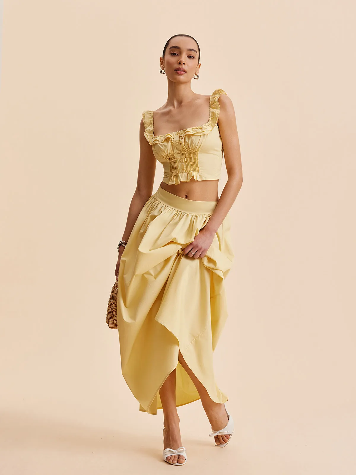 Ruffled Crop Top Skirt Set sold by COMMENSE product image thumbnail 3