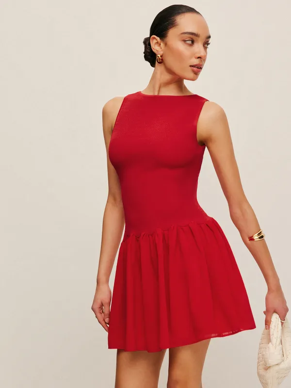 Sleeveless Knit Chiffon Dress sold by COMMENSE
