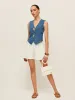 Tailored Denim Button-Up Vest sold by COMMENSE