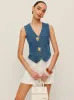 Tailored Denim Button-Up Vest sold by COMMENSE