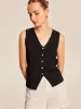 Sleeveless Ribbed Knit Button-Up Top sold by COMMENSE