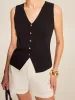 Sleeveless Ribbed Knit Button-Up Top sold by COMMENSE