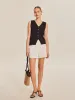 Sleeveless Ribbed Knit Button-Up Top sold by COMMENSE