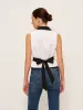 Contrast Collar Button-Up Vest With Back Bow sold by COMMENSE