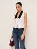 Contrast Collar Button-Up Vest With Back Bow sold by COMMENSE