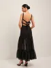 Sheer Panel Back-Tie Ruffled Hem Dress sold by COMMENSE