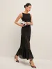 Sheer Panel Back-Tie Ruffled Hem Dress sold by COMMENSE