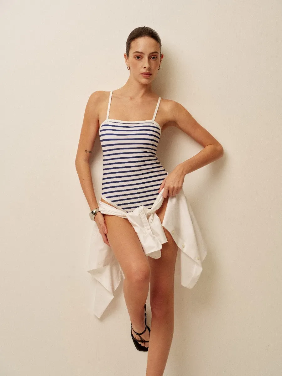 Striped Spaghetti Strap One-Piece Swimsuit sold by COMMENSE