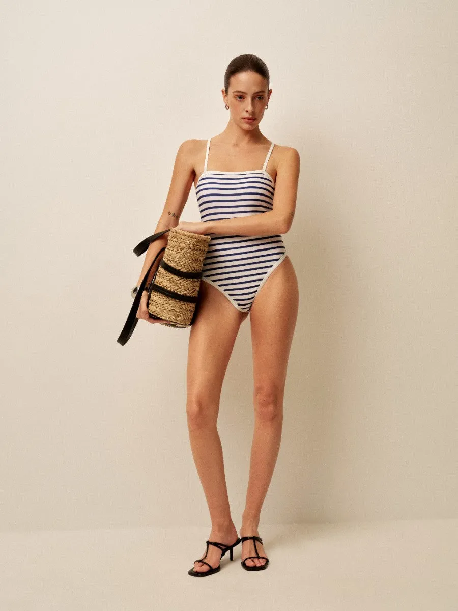 Striped Spaghetti Strap One-Piece Swimsuit sold by COMMENSE product image thumbnail 4