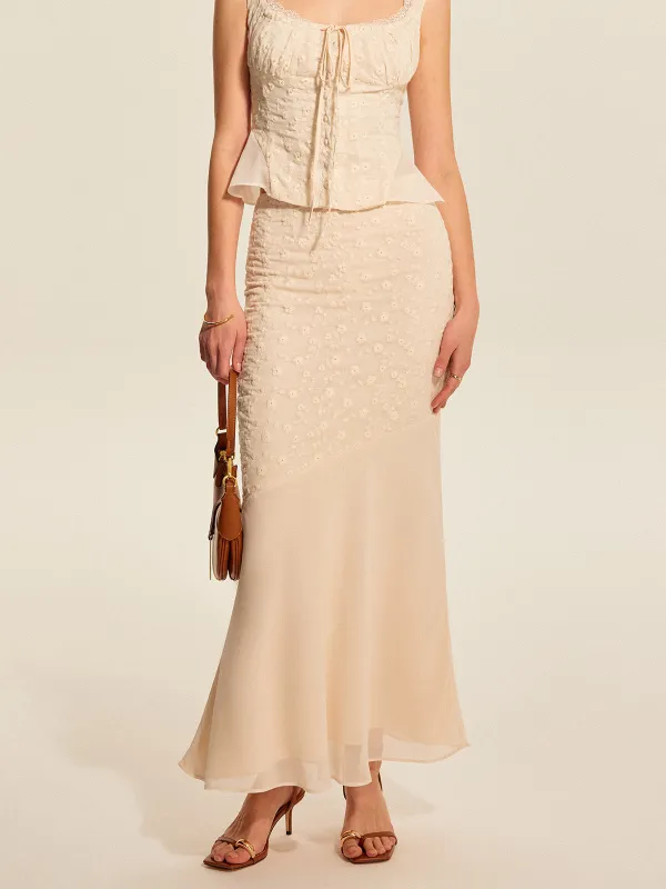 Floral Embroidered Panel Skirt sold by COMMENSE