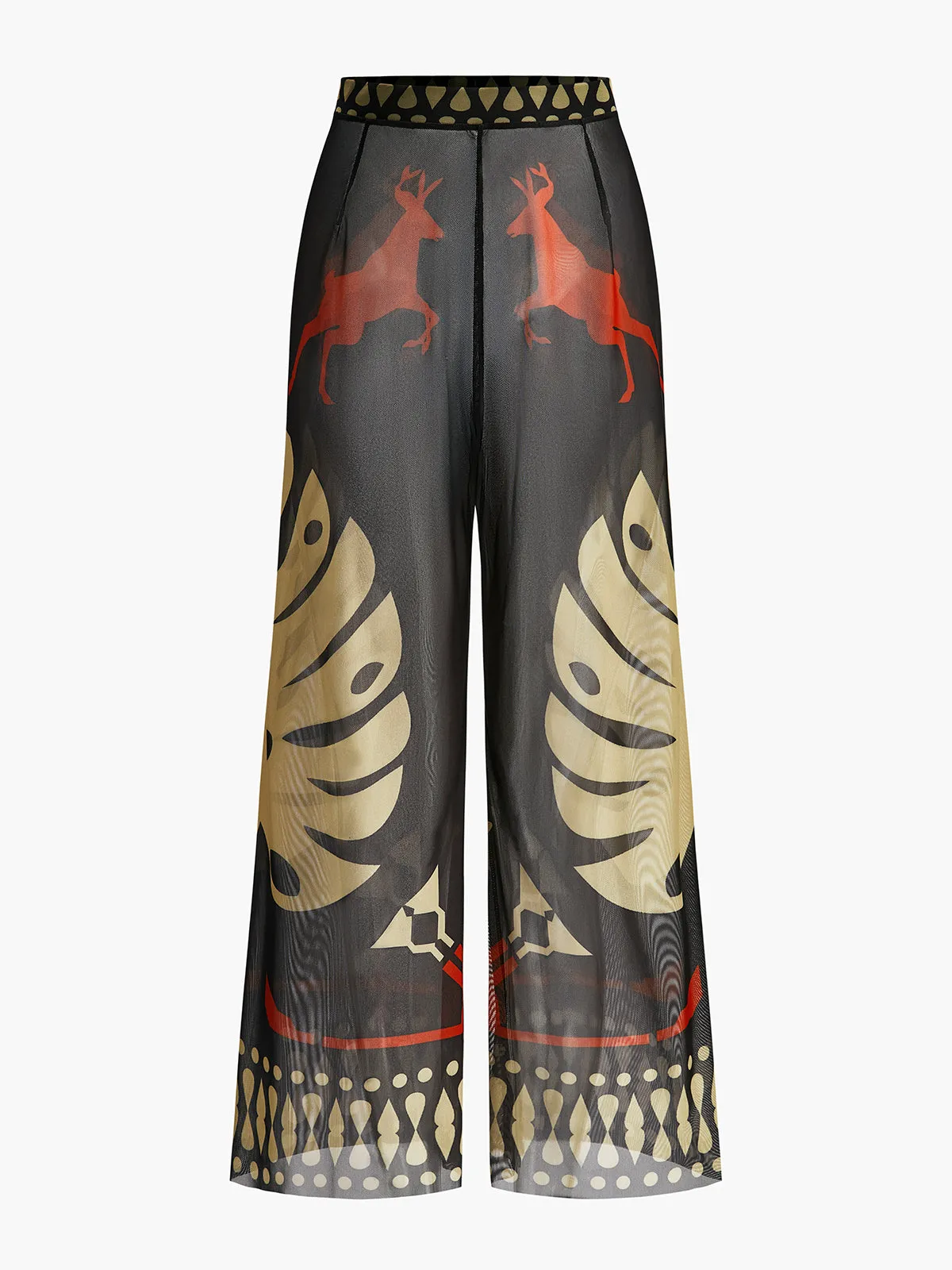 Sheer Printed Wide-Leg Beach Pants sold by COMMENSE