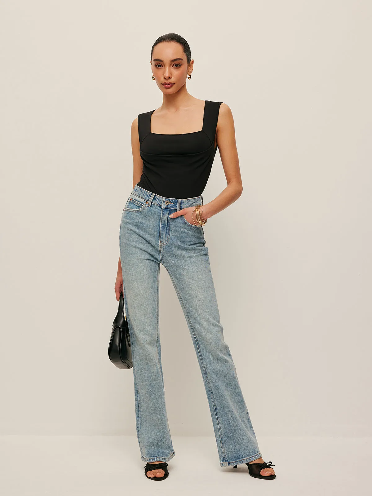 Square Neck Fitted Tank Top sold by COMMENSE product image thumbnail 5