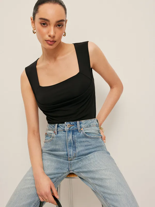 Square Neck Fitted Tank Top sold by COMMENSE