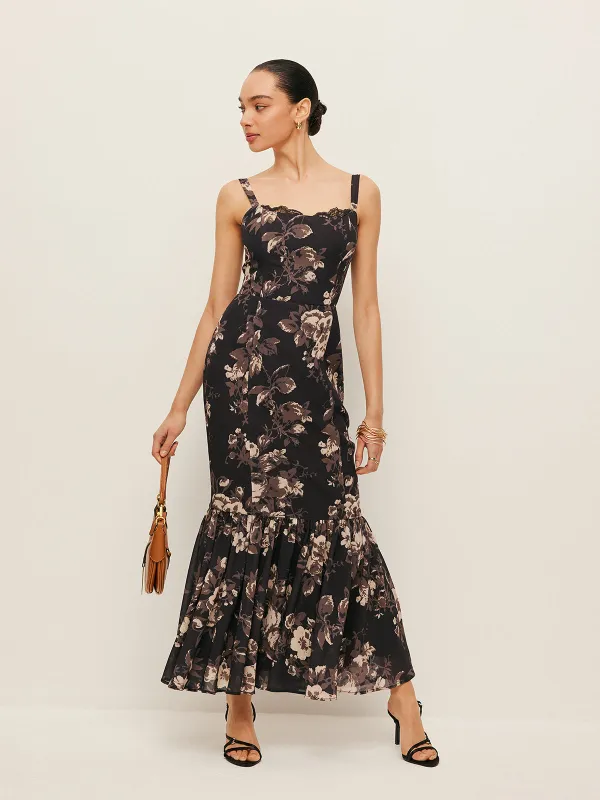 Chiffon Floral Ruffle Hem Dress sold by COMMENSE