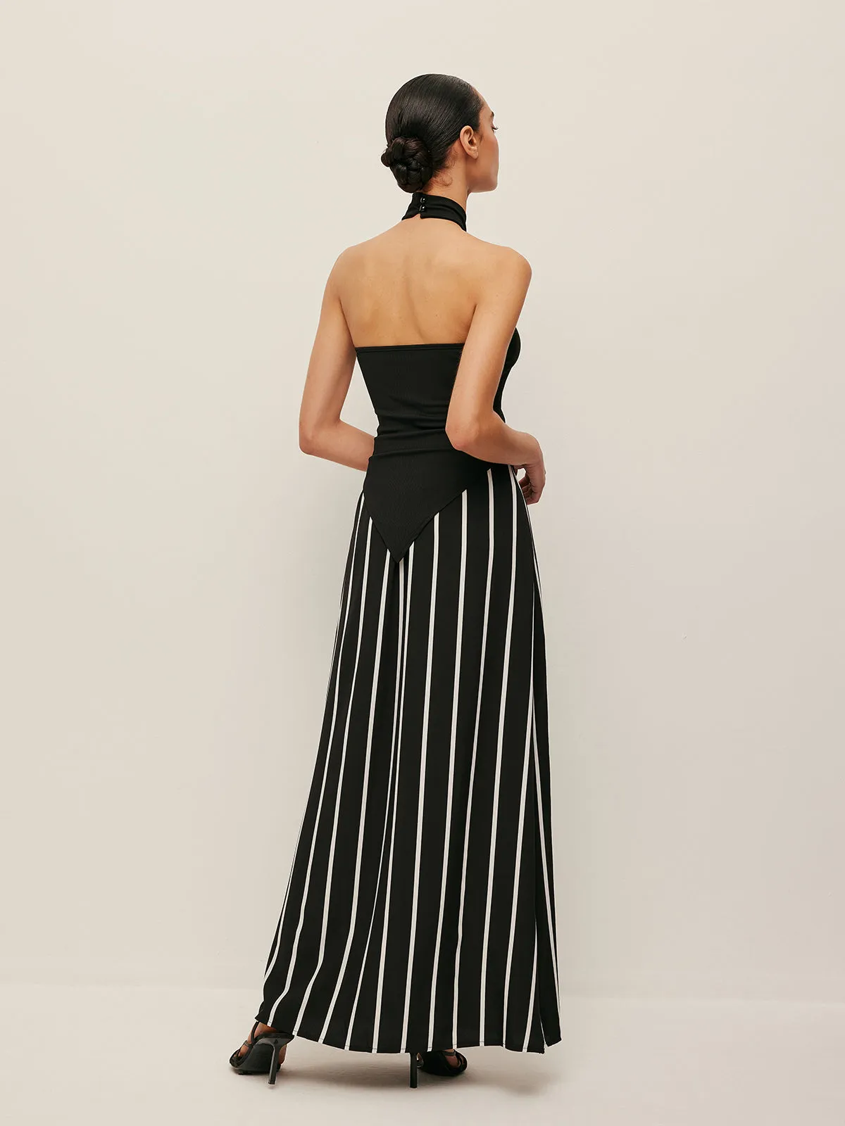 High Neck Asymmetric Panel Stripe Skirt Set sold by COMMENSE product image thumbnail 2