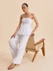Cotton Mid-Waist Wide-Leg Pants With Pockets sold by COMMENSE