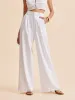 Cotton Mid-Waist Wide-Leg Pants With Pockets sold by COMMENSE