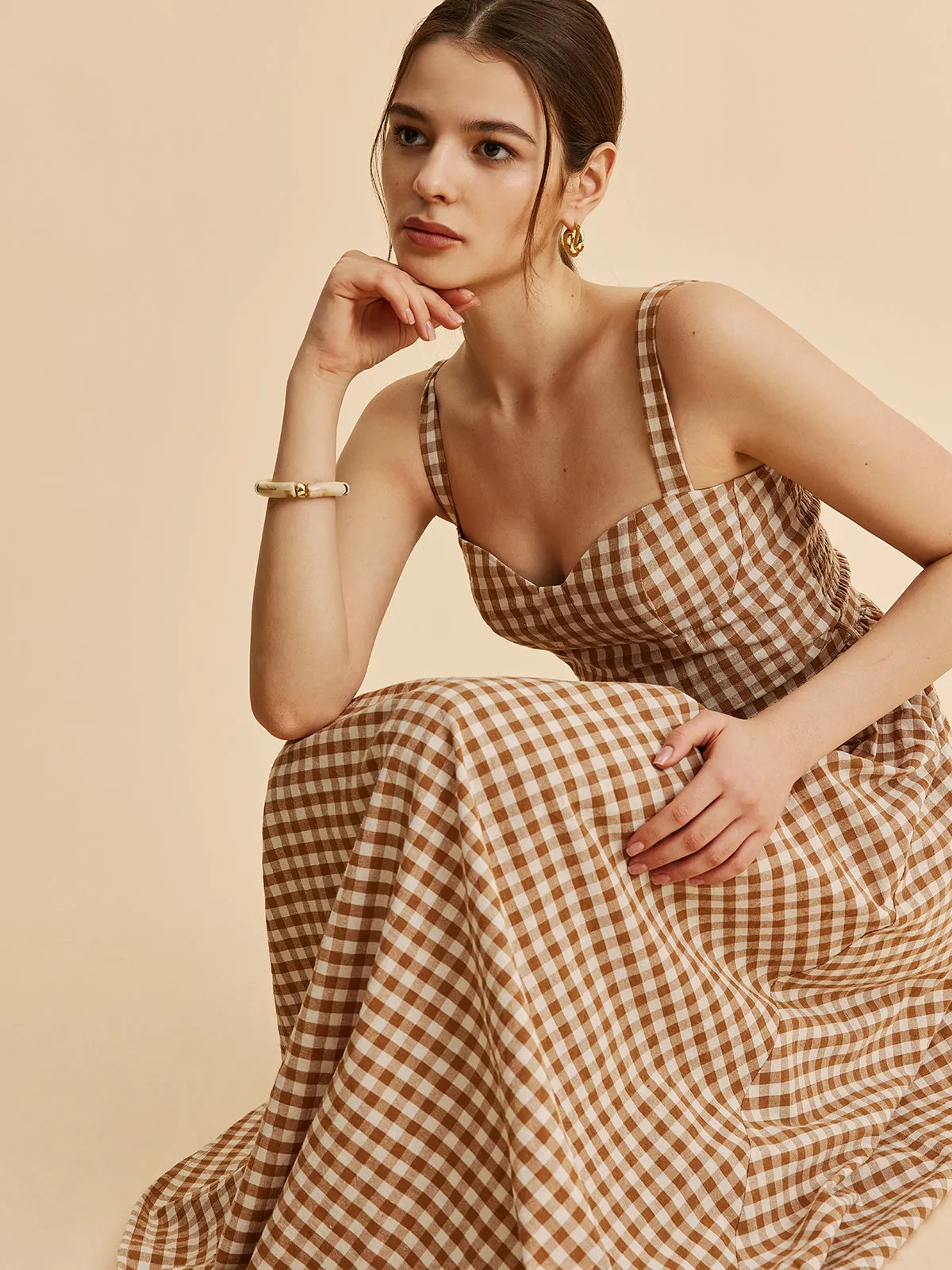 Gingham Belted Bustier Dress sold by COMMENSE product image thumbnail 5