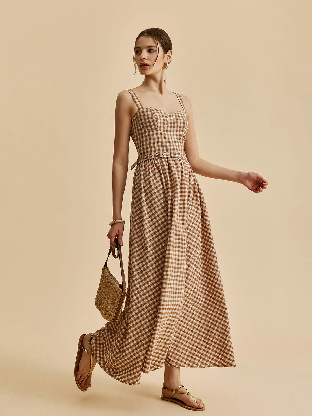 Gingham Belted Bustier Dress sold by COMMENSE product image thumbnail 3